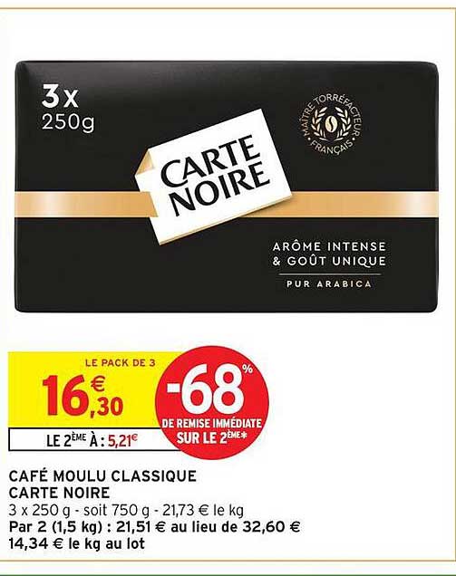 CAFÉ MOULU CLASSIQUE CARTE NOIRE