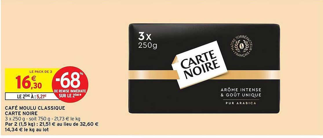 CAFÉ MOULU CLASSIQUE CARTE NOIRE