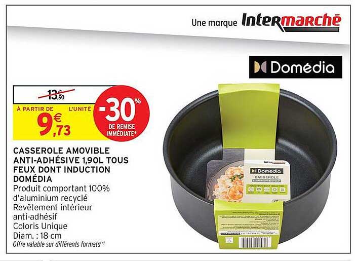 CASSEROLE AMOVIBLE ANTI-ADHÉSIVE 1901 TOUS FEUX DONT INDUCTION DOMEDIA