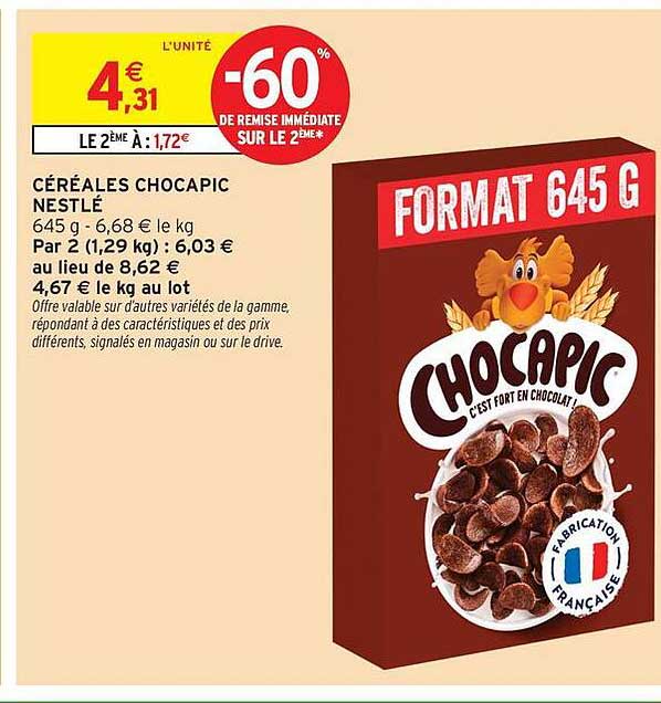 CÉRÉALES CHOCAPIC NESTLÉ