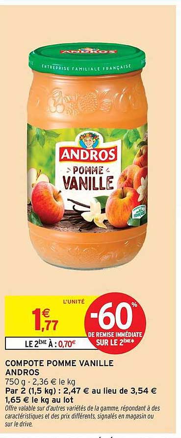 COMPOTE POMME VANILLE ANDROS