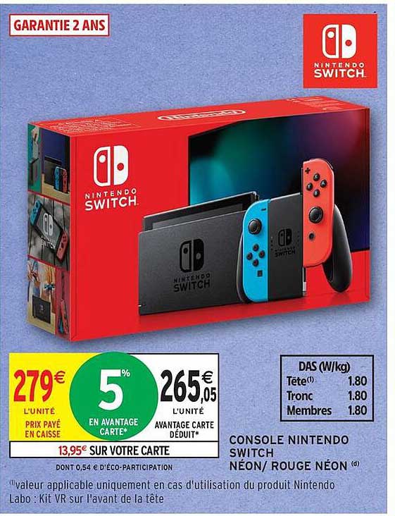 CONSOLE NINTENDO SWITCH NÉON/ ROUGE NÉON (d)