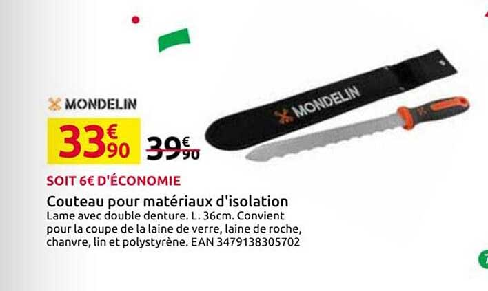 Couteau pour matériaux d'isolation