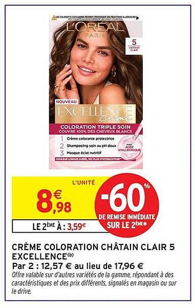 CRÈME COLORATION CHÂTAIN CLAIR 5 EXCELLENCE