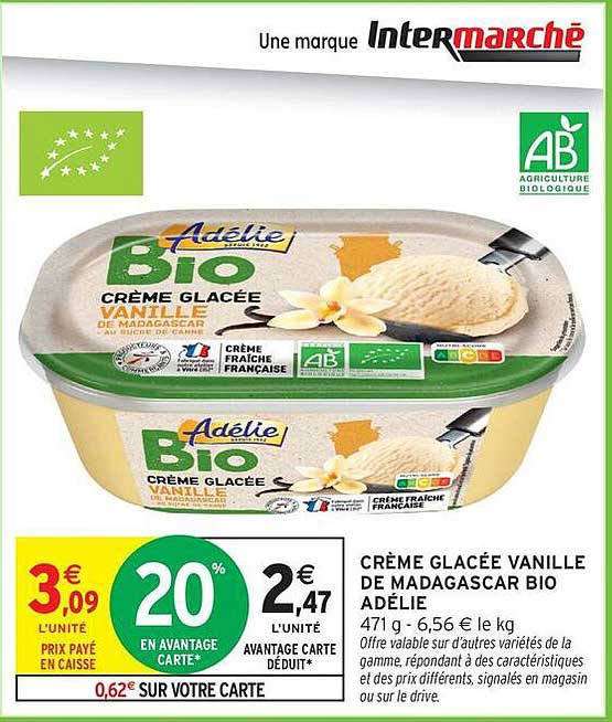 CRÈME GLACÉE VANILLE DE MADAGASCAR BIO ADÉLIE