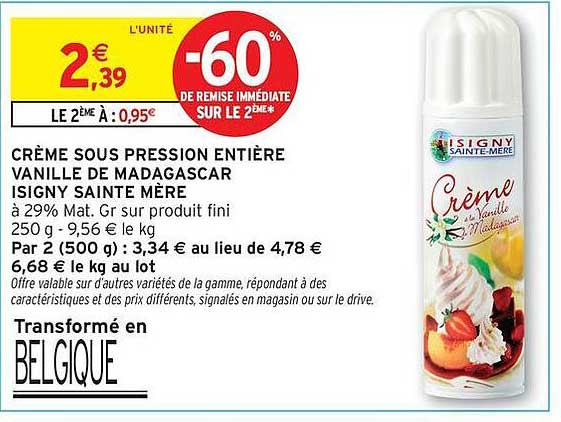 CRÈME SOUS PRESSION ENTIÈRE VANILLE DE MADAGASCAR ISIGNY SAINTE MÈRE