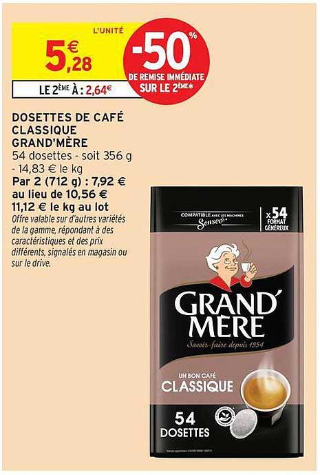 DOSETTES DE CAFÉ CLASSIQUE GRAND'MÈRE