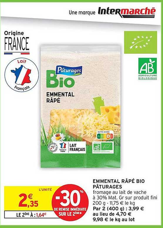 EMMENTAL RÂPÉ BIO PÂTURAGES