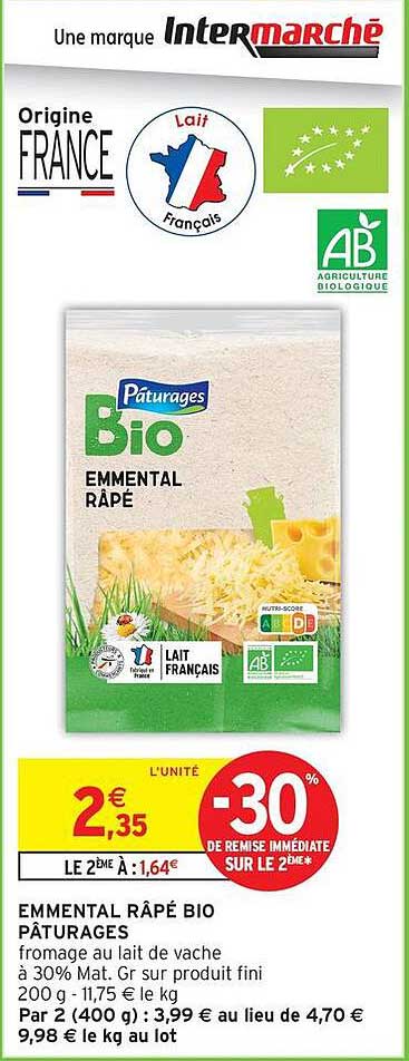 EMMENTAL RÂPÉ BIO PÂTURAGES