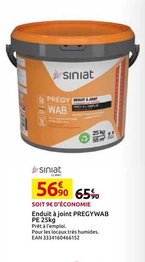 Enduit à joint PREGYWAB PE 25kg