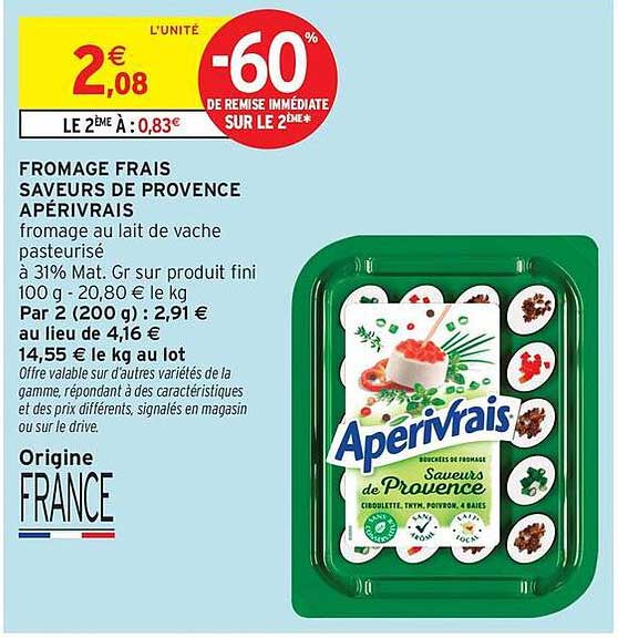FROMAGE FRAIS SAVEURS DE PROVENCE APÉRIVRAIS