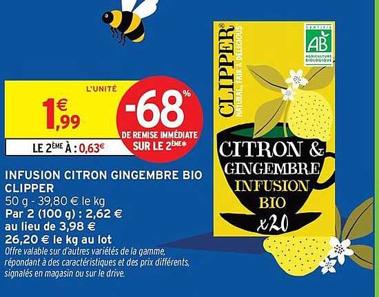 INFUSION CITRON GINGEMBRE BIO CLIPPER