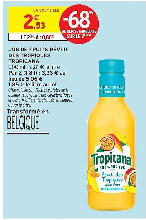 JUS DE FRUITS RÉVEIL DES TROPIQUES TROPICANA