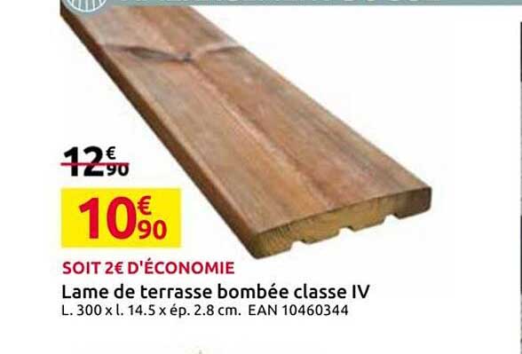 Lame de terrasse bombée classe IV