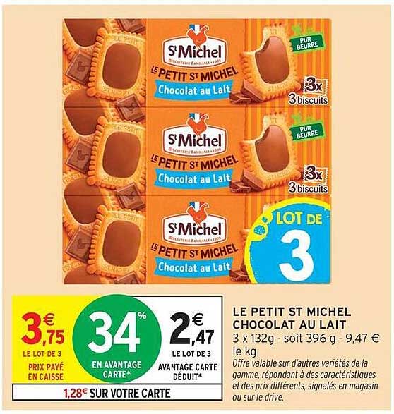 LE PETIT ST MICHEL CHOCOLAT AU LAIT