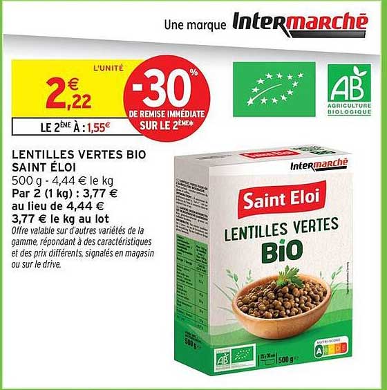 LENTILLES VERTES BIO SAINT ÉLOI