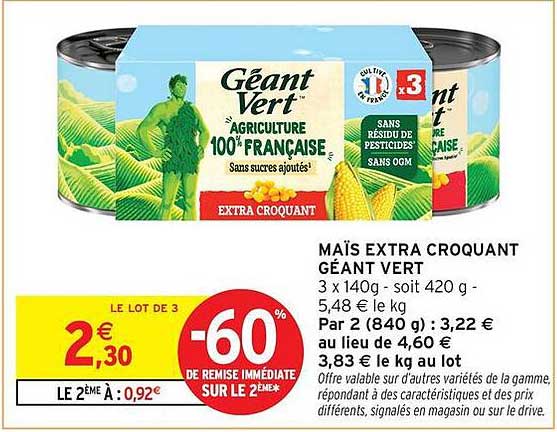 MAÏS EXTRA CROQUANT GÉANT VERT