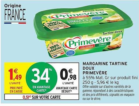 MARGARINE TARTINE DOUX PRIMEVÈRE