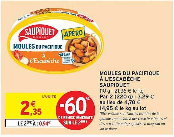 MOULES DU PACIFIQUE À L'ESCABÈCHE SAUPIQUET