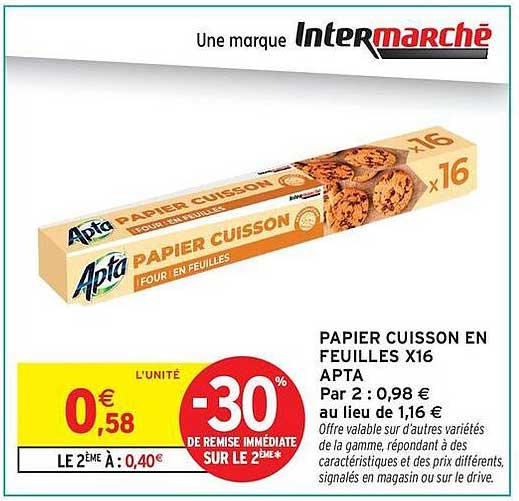 PAPIER CUISSON EN FEUILLES X16 APTA