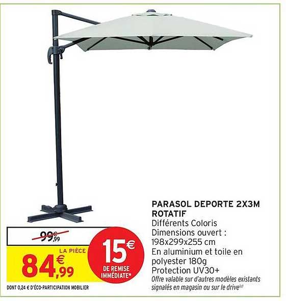 PARASOL DEPORTE 2X3M ROTATIF