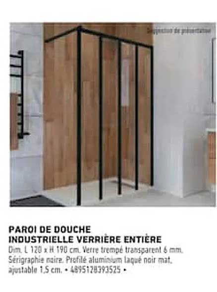 PAROI DE DOUCHE INDUSTRIELLE VERRIÈRE ENTIÈRE