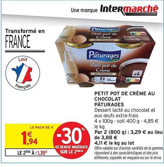 PÂTURAGES Petit pot de crème au chocolat