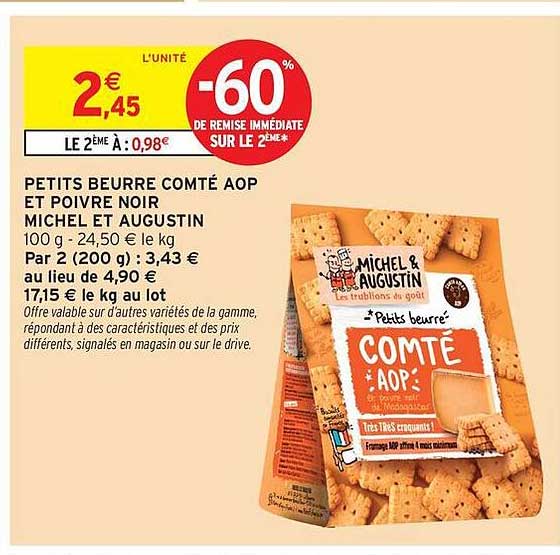 PETITS BEURRE COMTÉ AOP ET POIVRE NOIR MICHEL ET AUGUSTIN