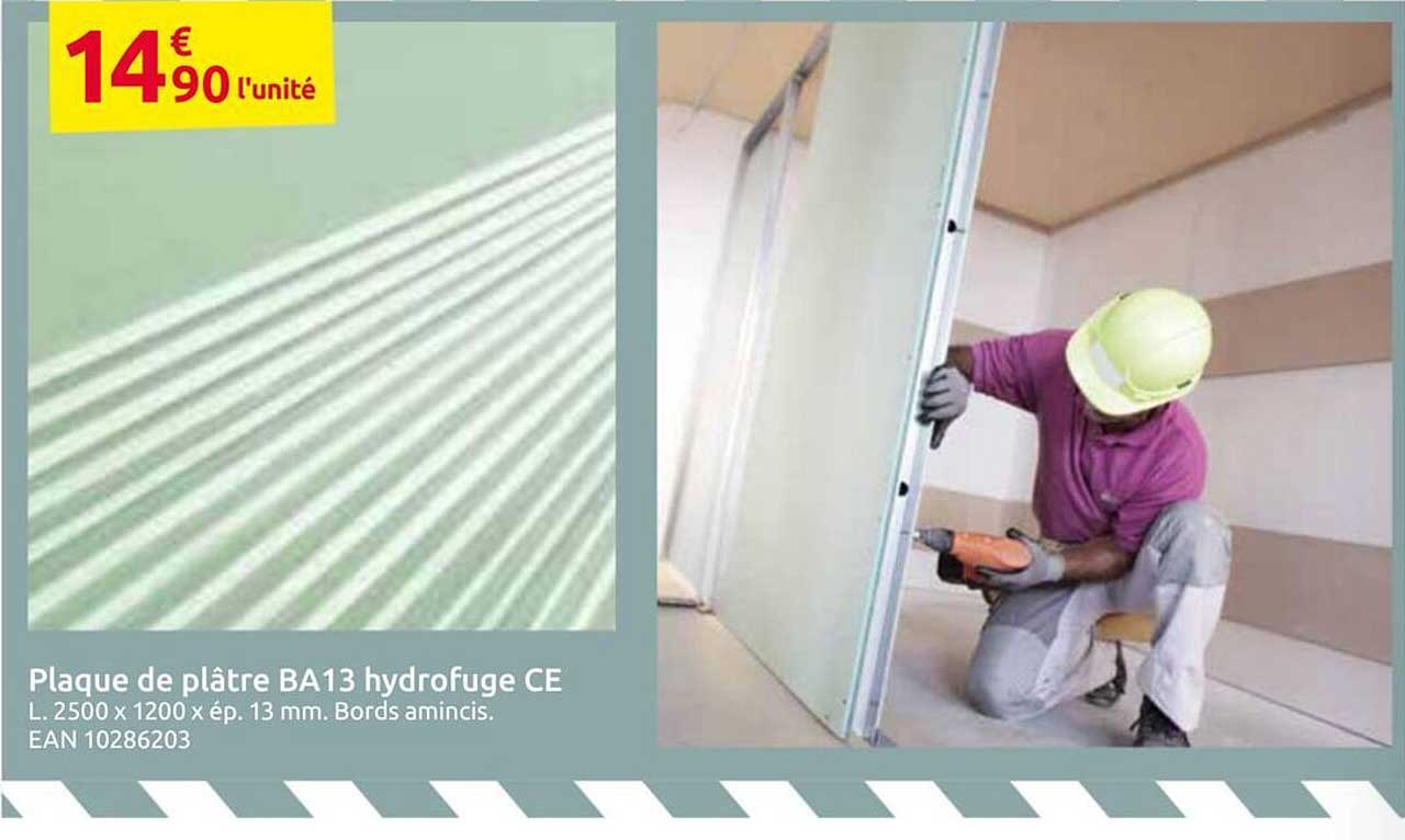 Plaque de plâtre BA13 hydrofuge CE