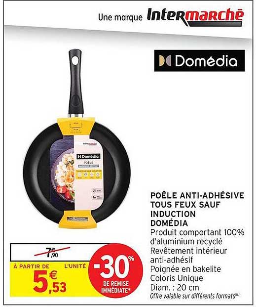 POÊLE ANTI-ADHÉSIVE TOUS FEUX SAUF INDUCTION DOMÉDIA