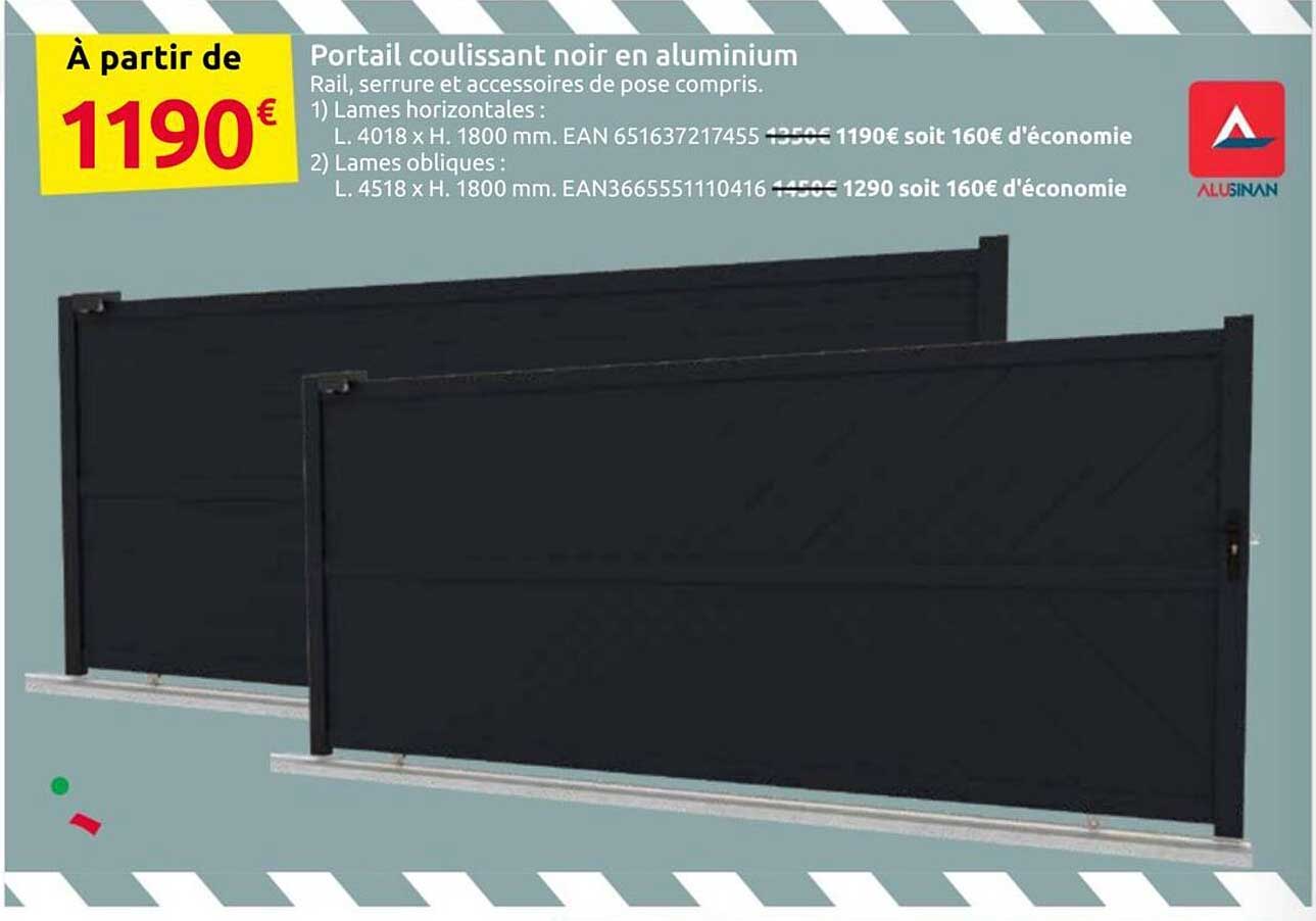 Portail coulissant noir en aluminium