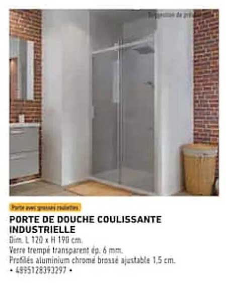 PORTE DE DOUCHE COULISSANTE INDUSTRIELLE
