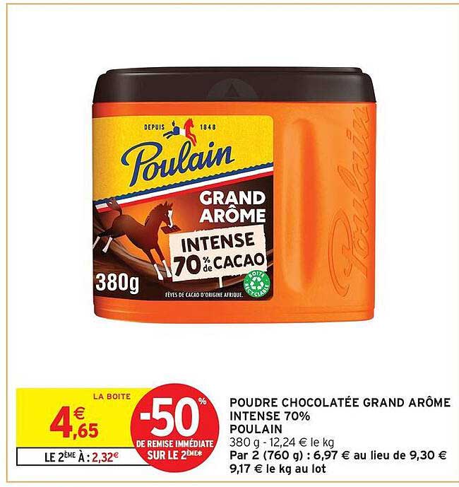 POUDRE CHOCOLATÉE GRAND ARÔME INTENSE 70% POULAIN