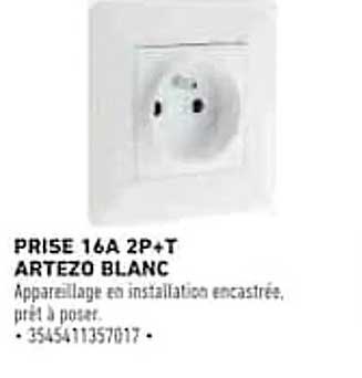 PRISE 16A 2P+T ARTEZO BLANC