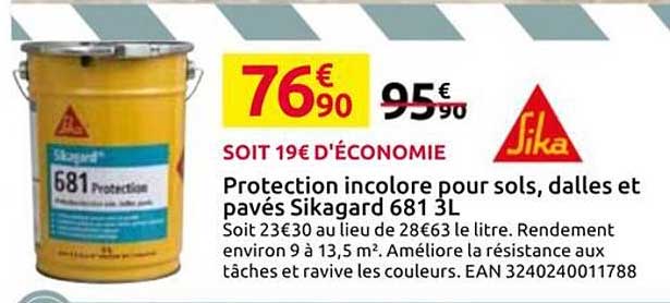 Protection incolore pour sols, dalles et pavés Sikagard 681 3L
