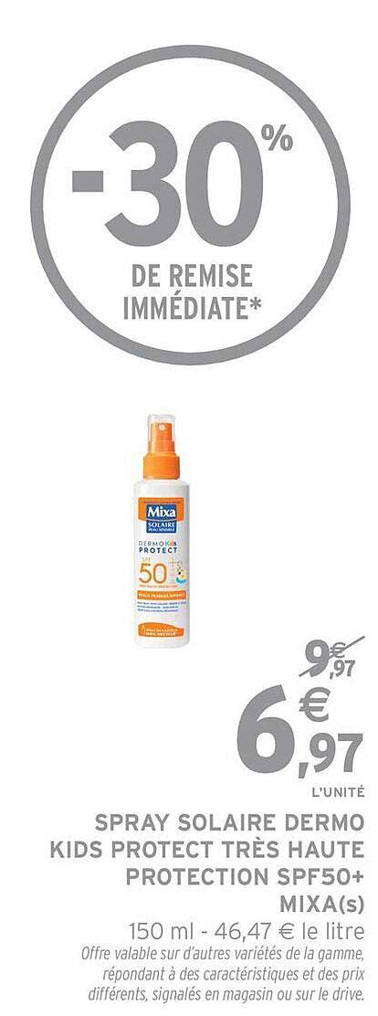 Promo Spray Solaire Dermo Kids Protect Très Haute Protection Spf50 ...