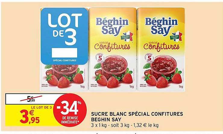 SUCRE BLANC SPÉCIAL CONFITURES BEGHIN SAY