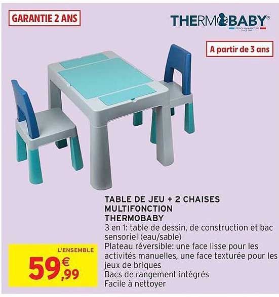 TABLE DE JEU + 2 CHAISES MULTIFONCTION THERMOBABY