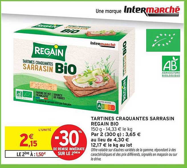 TARTINES CRAQUANTES SARRASIN REGAIN BIO