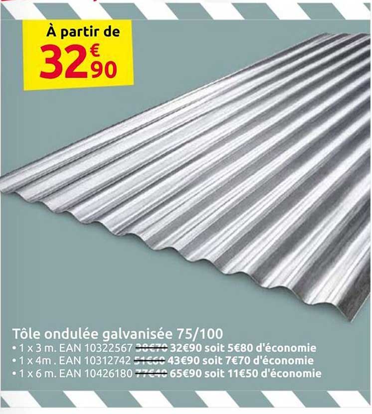 Tôle ondulée galvanisée 75/100
