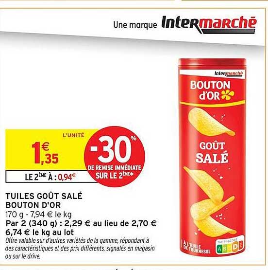 TUILES GOÛT SALÉ BOUTON D'OR