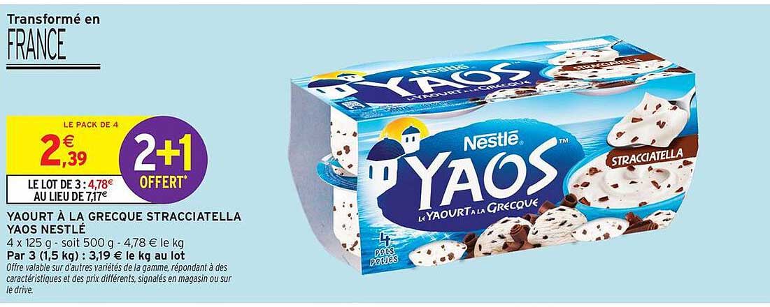 YAOURT À LA GRECQUE STRACCIATELLA YAOS NESTLÉ