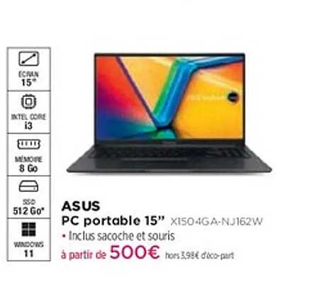 ASUS PC portable 15” X150-4G A-NJ162W