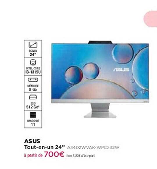 ASUS Tout-en-un 24'' A3402WVAK-WPC232W