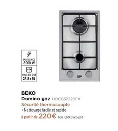 BEKO Domino gaz HDCG32220FX