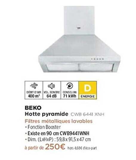 BEKO Hotte pyramide CWB 6441 XNH