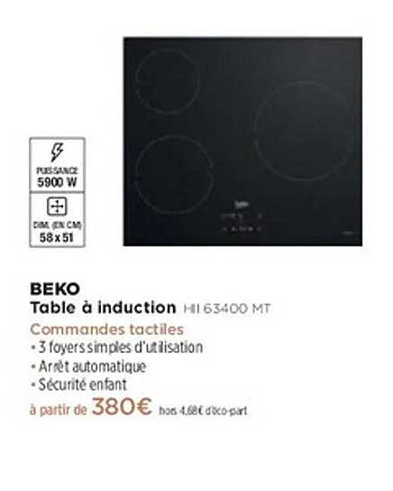 BEKO Table à induction HII 63400 MT
