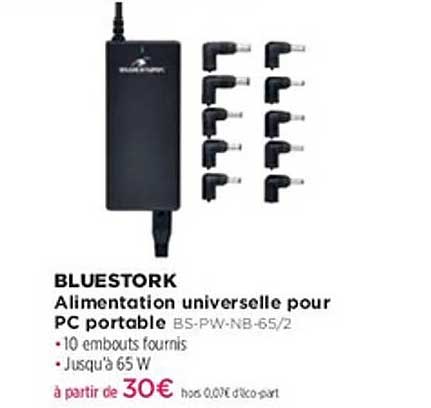BLUESTORK Alimentation universelle pour PC portable BS-PW-NB-65/2
