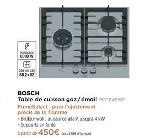 BOSCH Table de cuisson gaz/email PCC6A5190