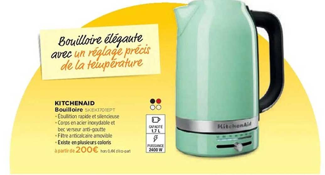 Bouilloire élégante avec un réglage précis de la température